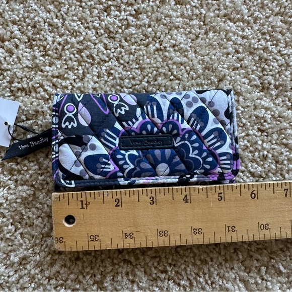 Vera Bradley Euro Wallet in Mimosa Medallion Black and Purple Patterned Wallet - Picture 5 of 7